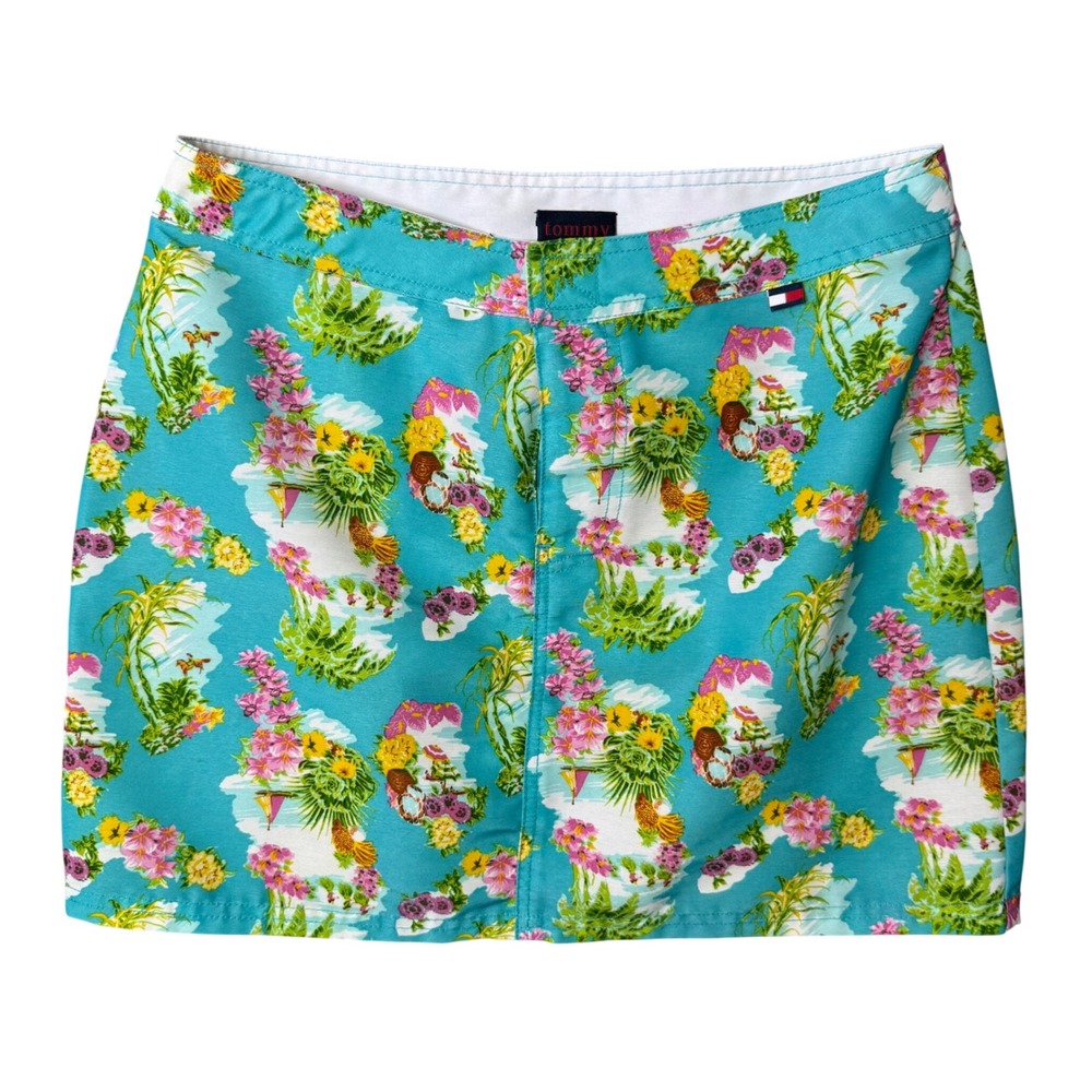 Vintage Tommy Tropical Floral Mini‎ Skirt Hawaiian Print Size 9 Y2K Coconut Girl